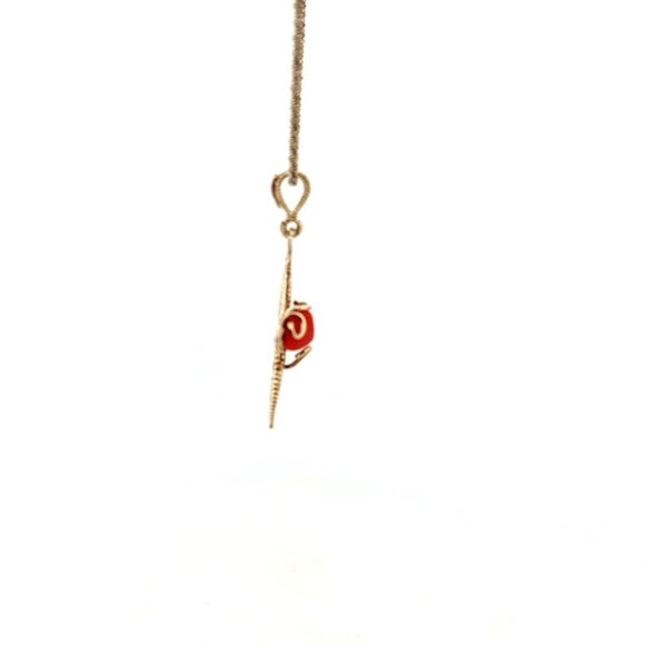 Vintage Sterling Silver 925 Chain Necklace w/ Starfish Pendant Red Coral Center - Picture 3 of 15